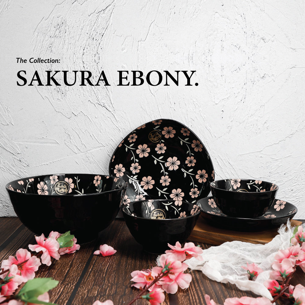 Sakura Ebony - Hand Painted 7 inch Coupe Plate