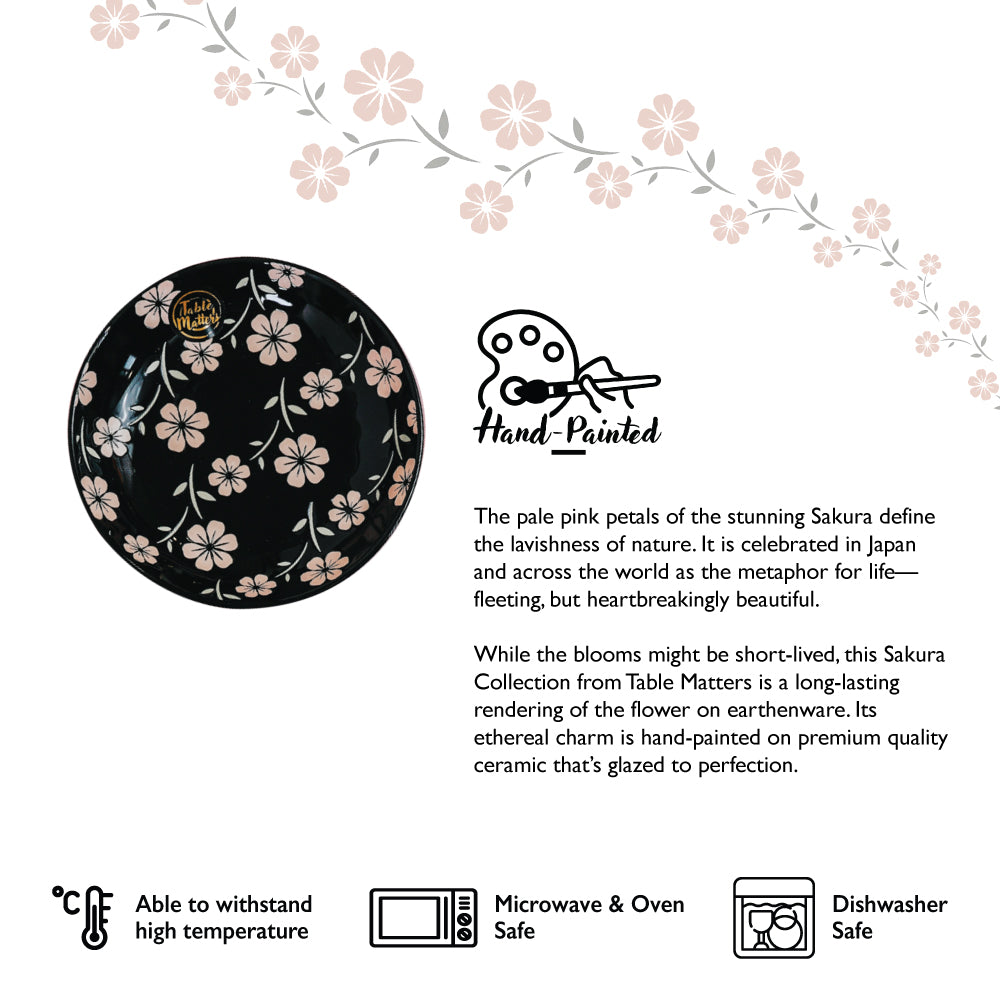 Sakura Ebony - Hand Painted 5 inch Threaded Bowl