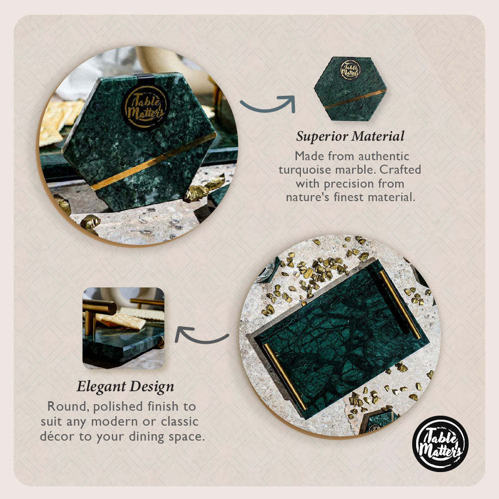 SCANDI - Turquoise Marble Hexagon Coaster