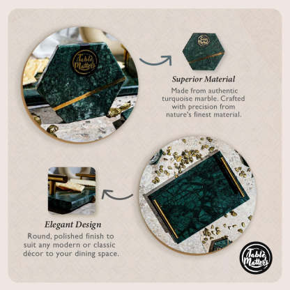 SCANDI - Turquoise Marble Hexagon Coaster