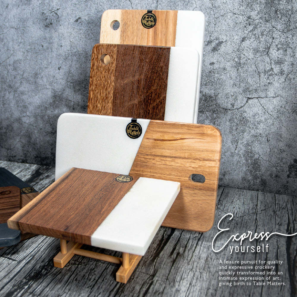 SCANDI - White Marble Wood Rectangular Cutting Board