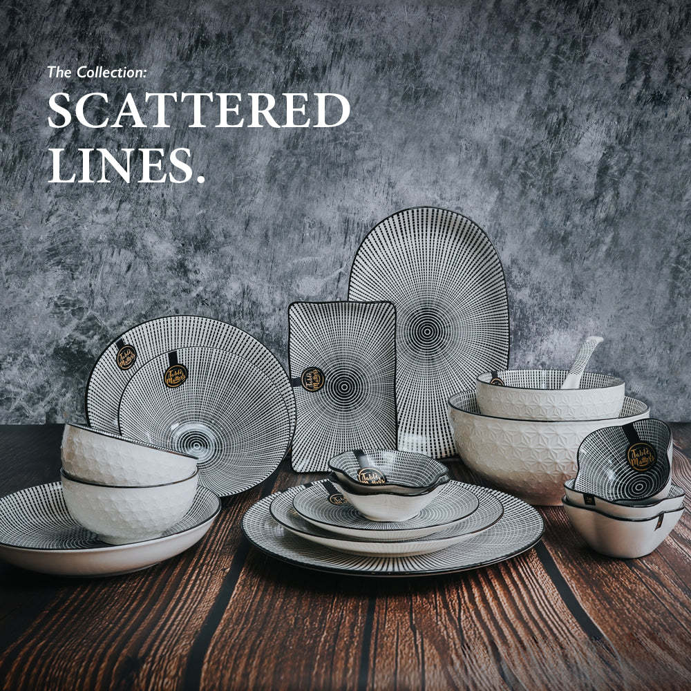 Scattered Lines - 6 inch Dessert Plate / 8 inch Rice Plate / 10.5 inch Dinner Plate