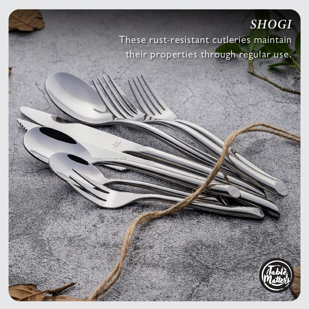 Shogi Stainless Steel Cutlery Set [Dinner Spoon | Dinner Fork | Dinner Knife | Dessert Spoon | Dessert Fork | Steak Knife | Tea Fork | Tea Spoon]