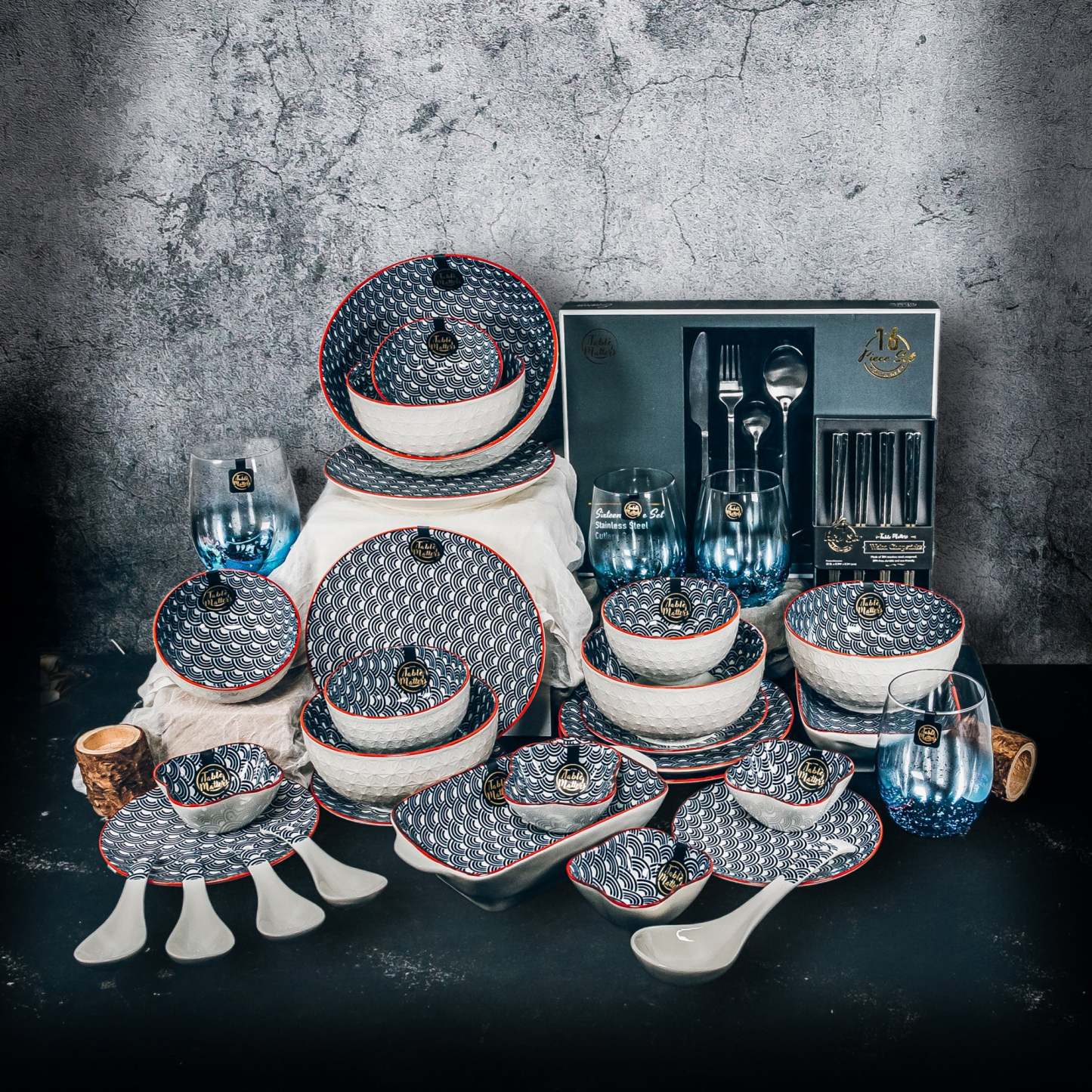 Bundle Deal For 4 - Blue Wave 52PCS Dining Set