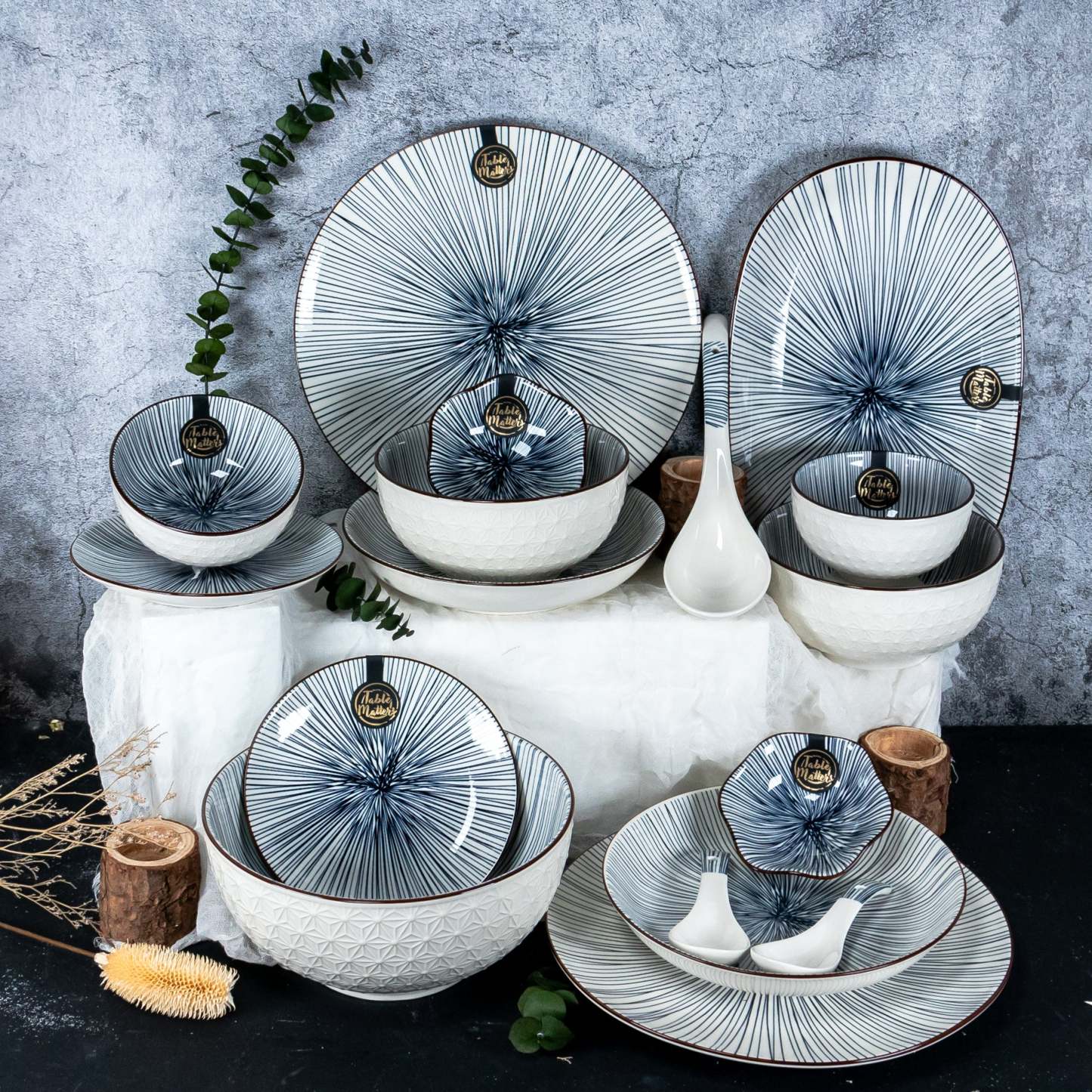 Bundle Deal For 2 - Blue Illusion 17PCS Dining Set