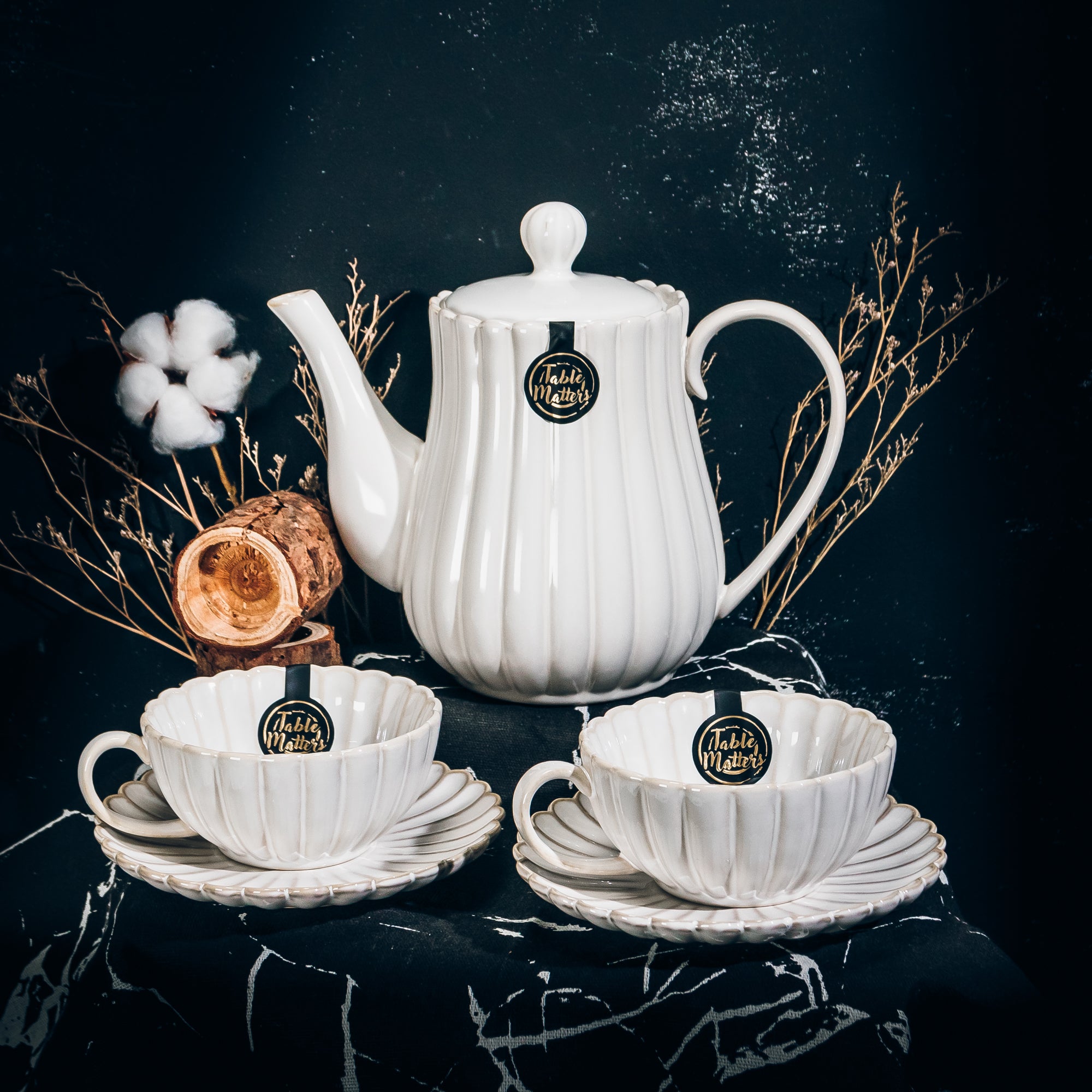 Bundle Deal - White Scallop 5PCS Teatime Set
