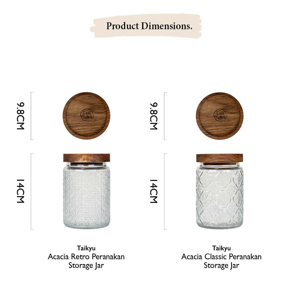 Bundle Deal - TAIKYU Acacia Airtight Peranakan Storage Jar - Set of 2