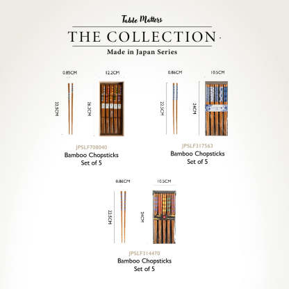 Bamboo Chopstick Collection (22.5cm) | Kyandi | Wagara | Gyaku | MADE IN JAPAN