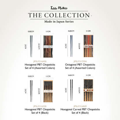 PBT Chopstick Collection (23cm) | Hexagonal | Octagonal | MADE IN JAPAN