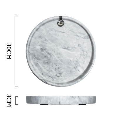 SCANDI - White Marble Round Serving Tray (Large)