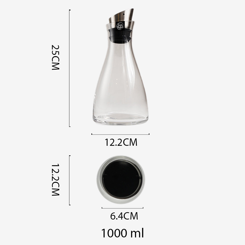 TAIKYU Glass Carafe with Stainless Steel Silicone Flip-top Lid - 1000ml