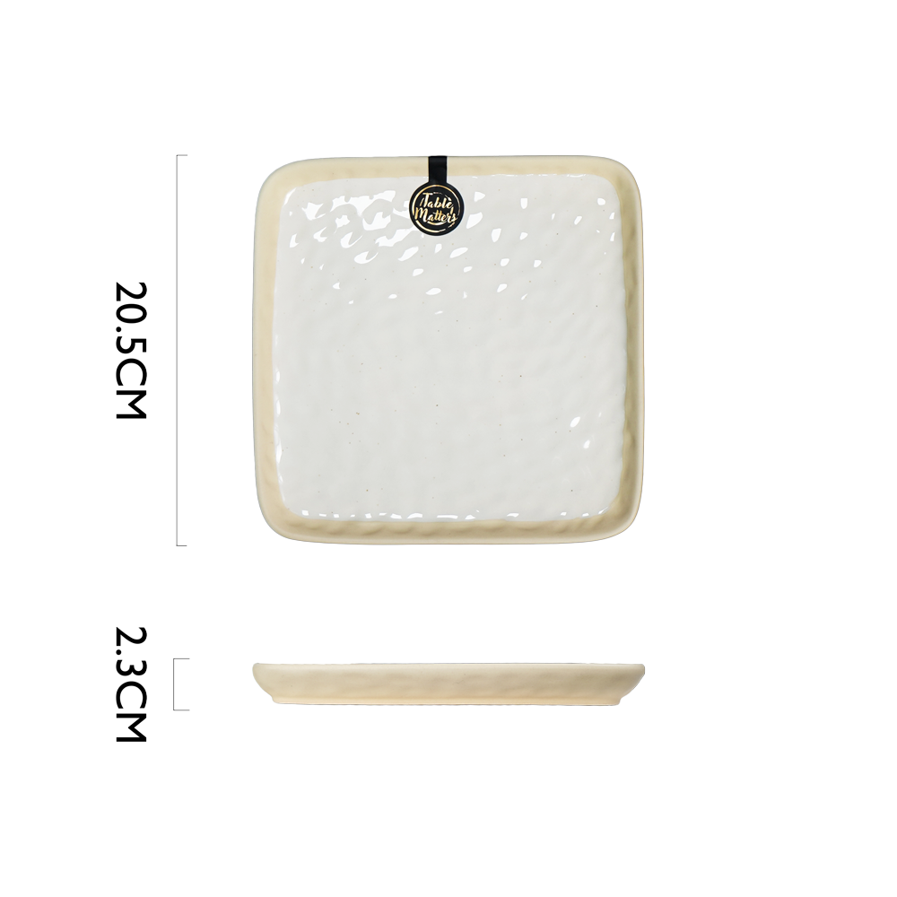 Tsuchi White - 8 inch Square Plate