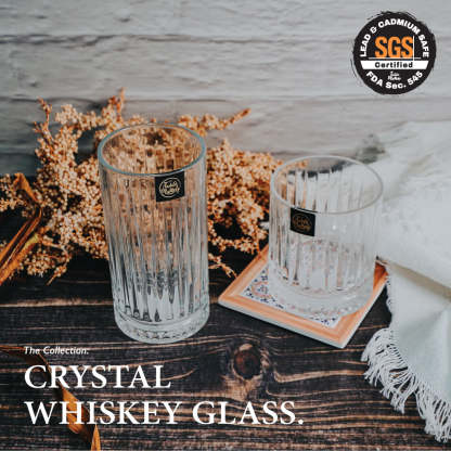 Bundle Deal - Taikyu Crystal Drinking Glass with GAIA Cup Coaster - Set of 2