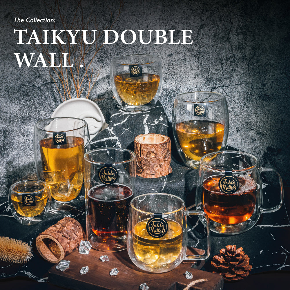 Bundle Deal - Taikyu Double Wall Glass and Peranakan Coaster 8PCS Drinking Set