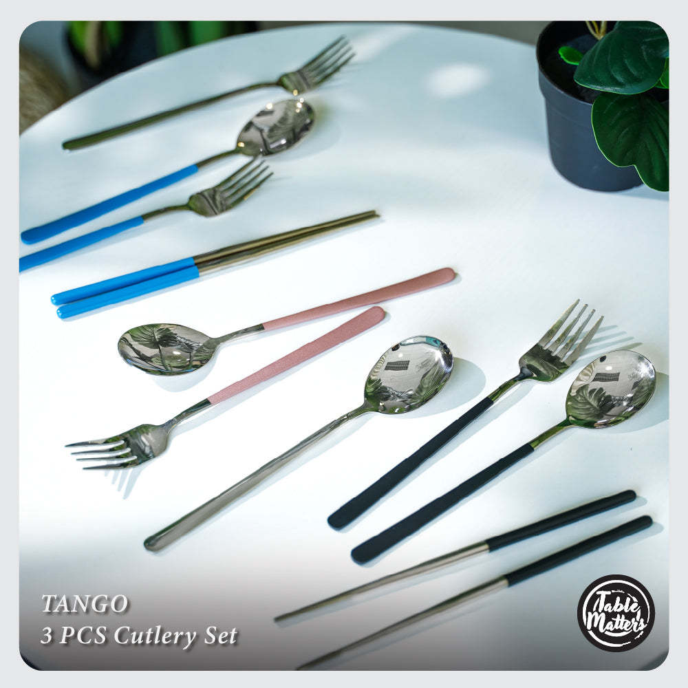 Tango 3 Piece Portable Cutlery Set (Black)