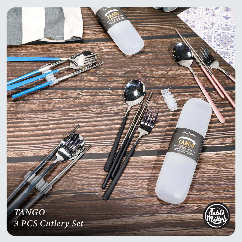 Tango 3 Piece Portable Cutlery Set (Black)