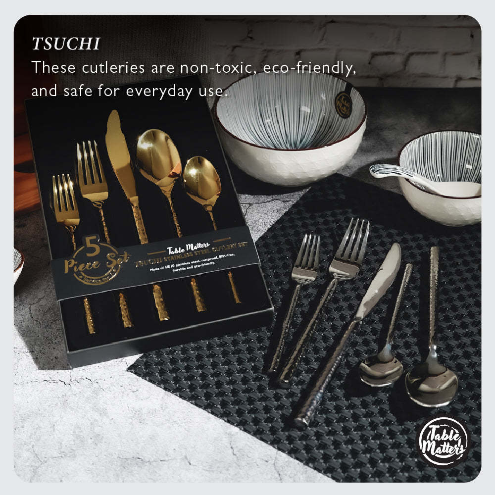Tsuchi 5 Piece Stainless Steel Cutlery Set (Gold)