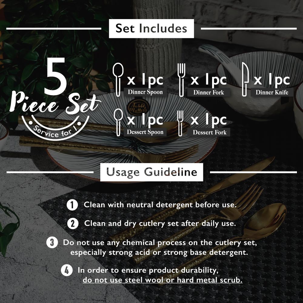 Bundle Deal for 2 - Tsuchi Stainless Steel Cutlery Set with Placemat