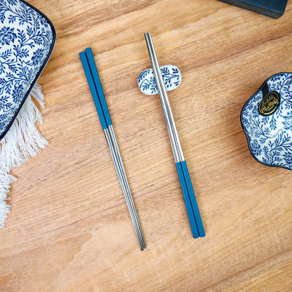 Waltz Stainless Steel Chopstick Set of 4 (Blue)