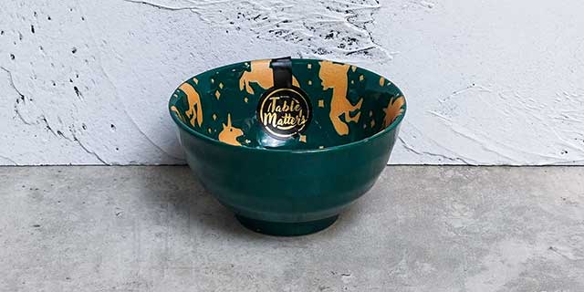 Unicorn Green Hand Painted Threaded Bowl – 4.5-inch