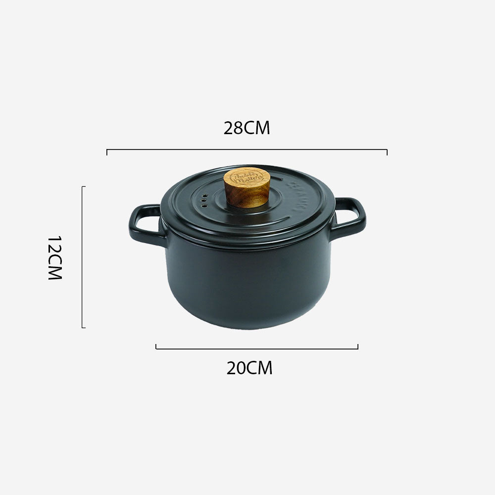  Vintage 2.6L Ceramic Cook Pot (Pastel Black)