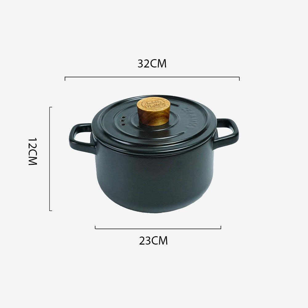 Vintage 3.5L Ceramic Cook Pot (Pastel Black)