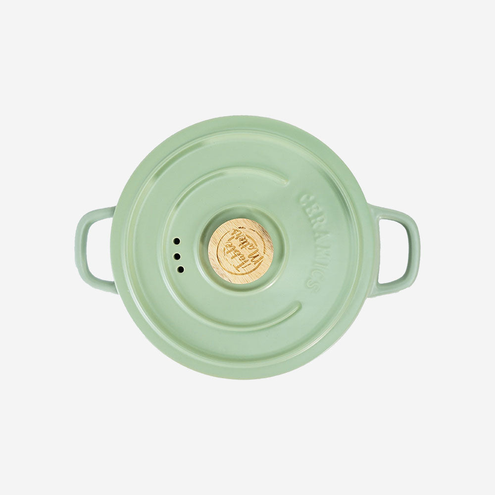 Vintage 1.35L Ceramic Cook Pot (Pastel Green)