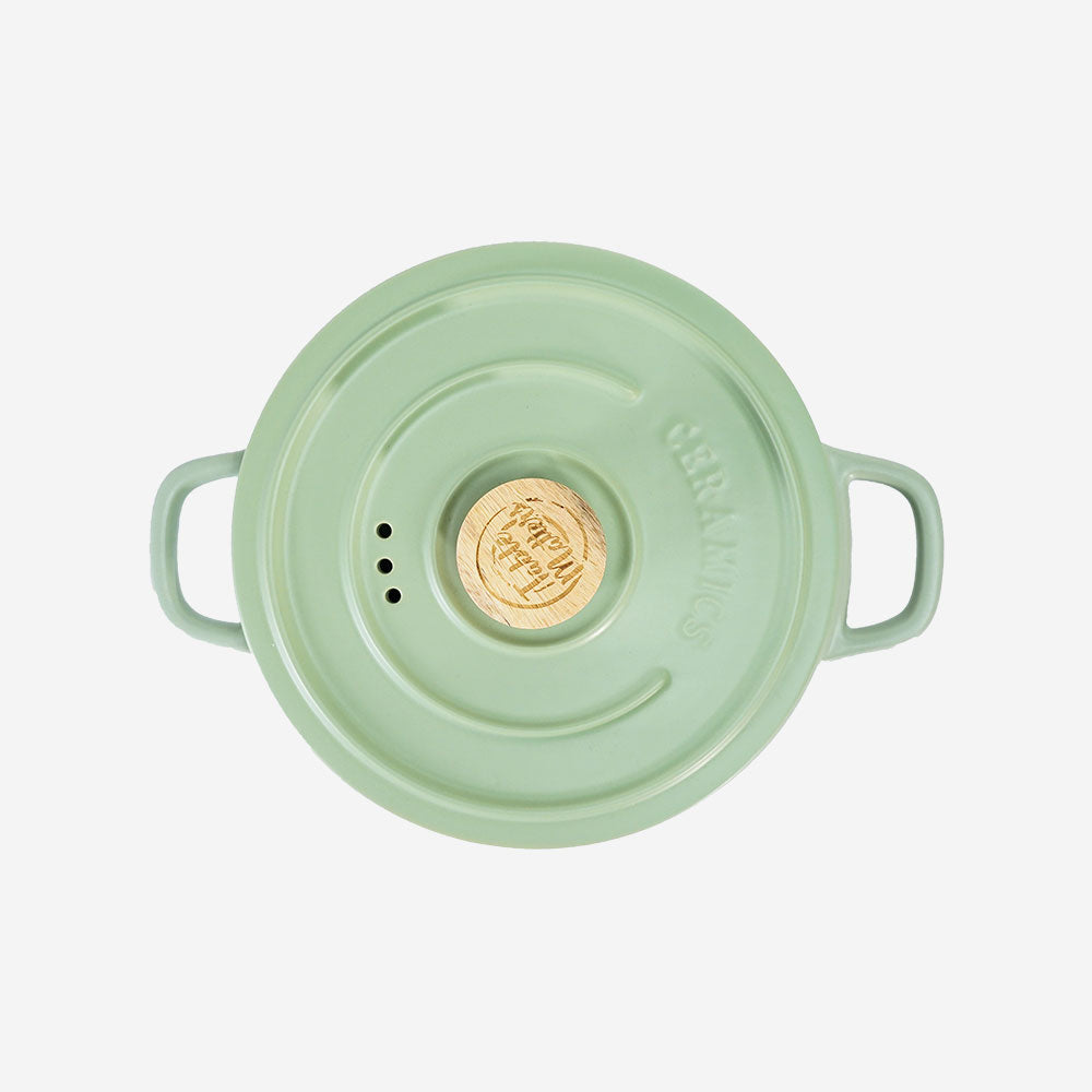 Vintage 2L Ceramic Cook Pot (Pastel Green)