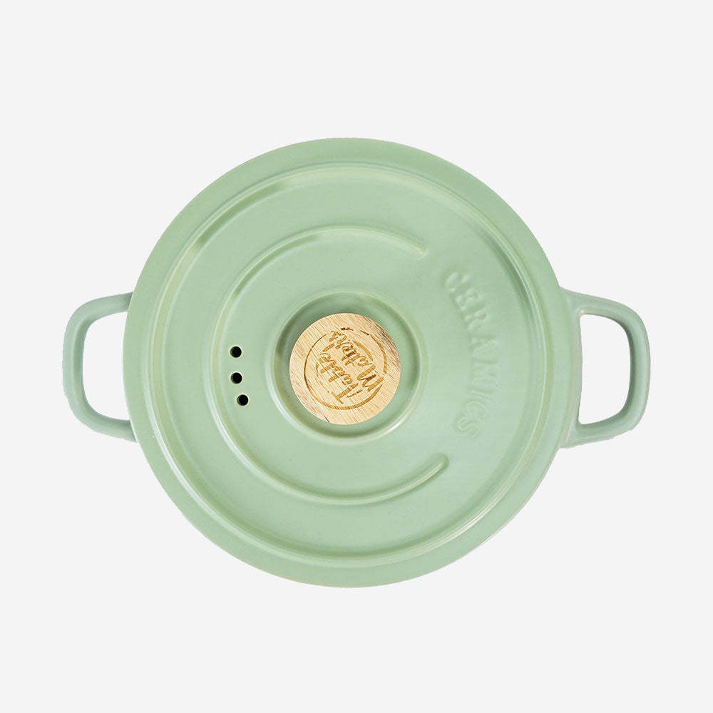 Vintage 3.5L Ceramic Cook Pot (Pastel Green)