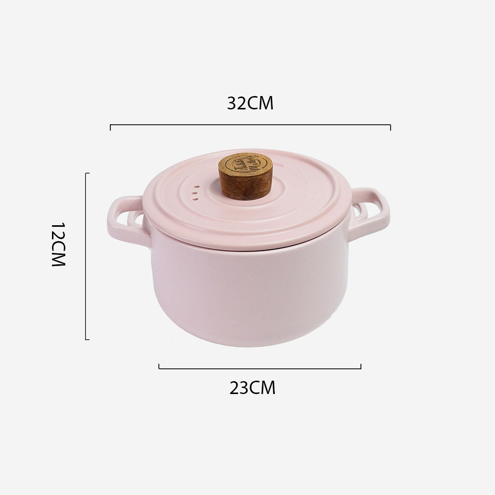 Vintage 3.5L Ceramic Cook Pot (Pastel Pink)