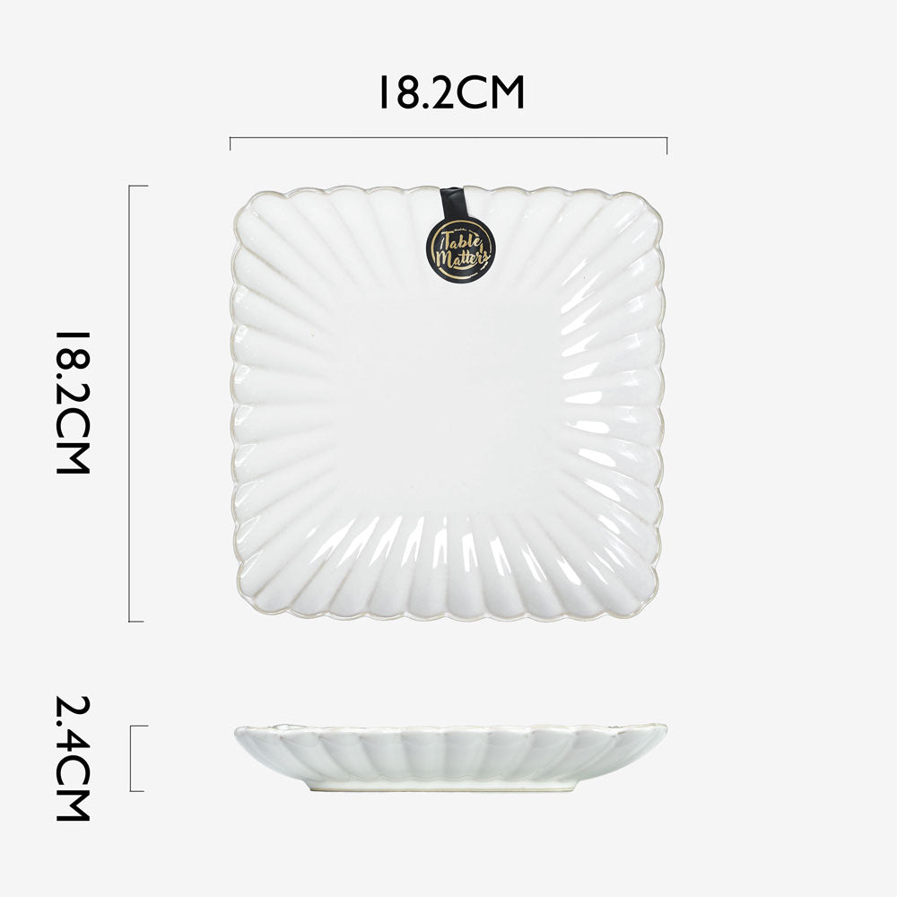 White Scallop - 7 inch Square Plate