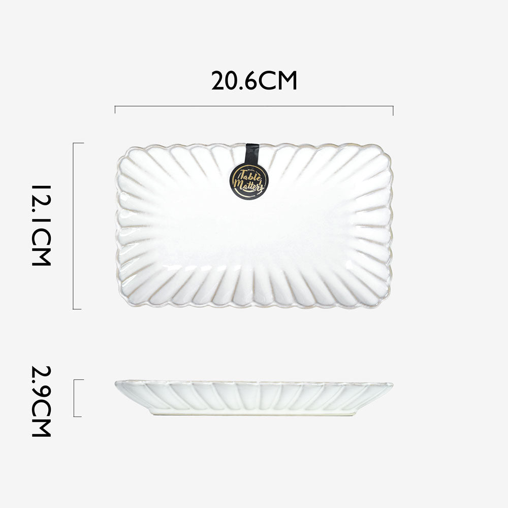 White Scallop - 8 inch Rectangular Plate