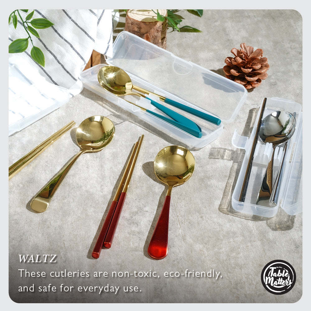 Waltz 2 Piece Portable Cutlery Set (Gold)