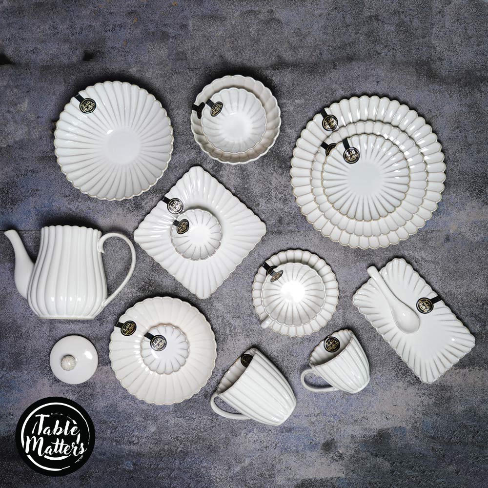 Bundle Deal - White Scallop 5PCS Teatime Set