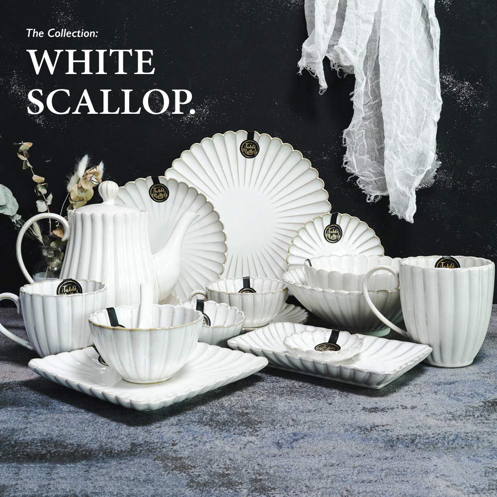 White Scallop - 8 inch Rectangular Plate