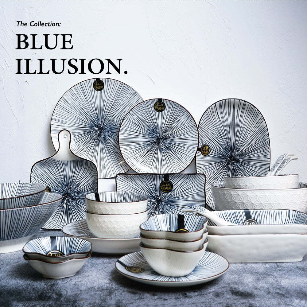 ] Bundle Deal - Blue Illusion 12PCS Dining Set