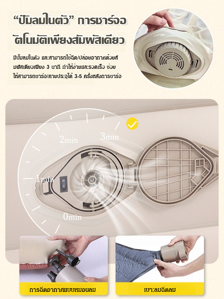 ที่นอนเป่าลมในรถยนต์แบบพกพา