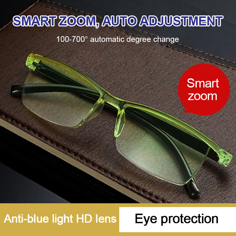 Smart zoom gradient color reading glasses