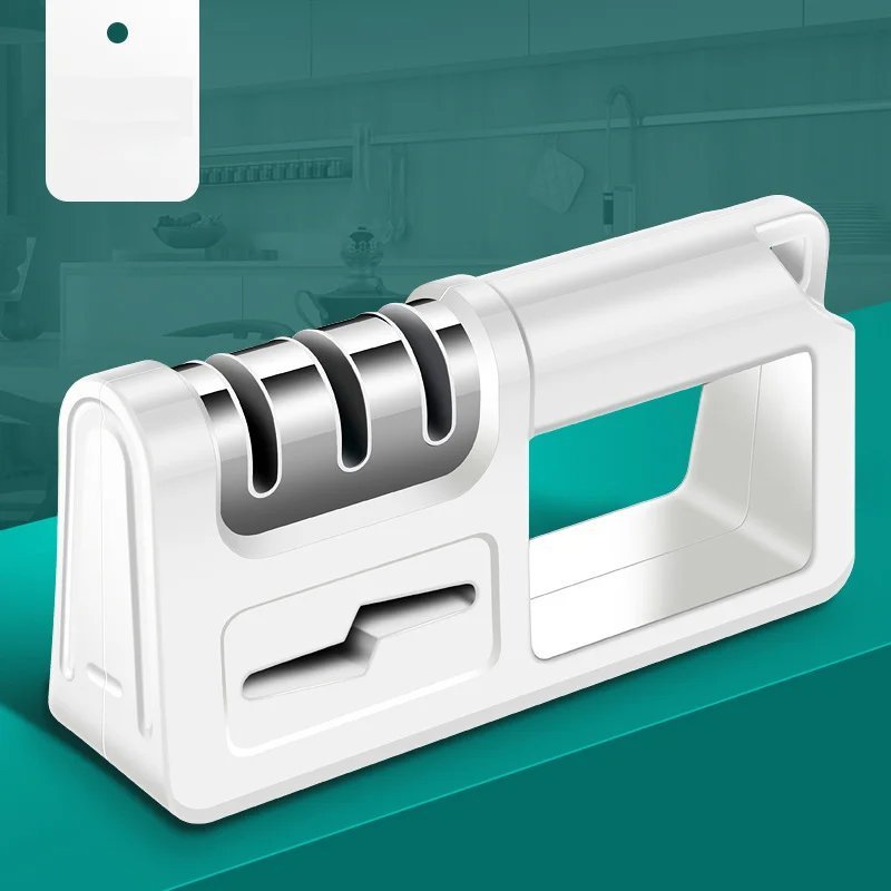 جهاز محمول لشحذ السكاكين في المطبخ يحتوي على قضيب شحذ متعدد الاستخدامات ويعمل بسرعة وفعالية