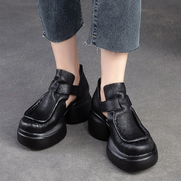 صندل نسائي بقاعدة سميكة وكعب عالي مجوف بتصميم لوف روما للصيف