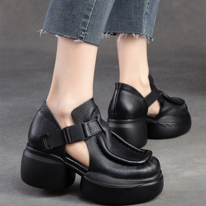 صندل نسائي بقاعدة سميكة وكعب عالي مجوف بتصميم لوف روما للصيف