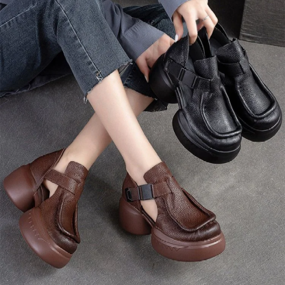 صندل نسائي بقاعدة سميكة وكعب عالي مجوف بتصميم لوف روما للصيف