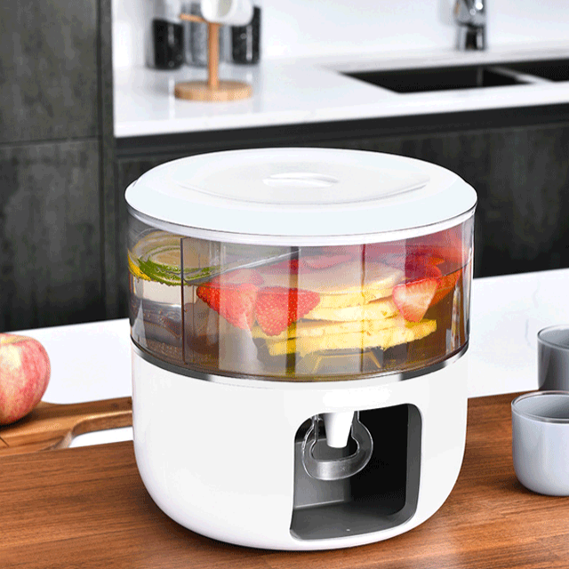 إبريق بارد دوار عصري للمنزل بسعة كبيرة وتقسيم ممتاز ومقاوم للحرارة العالية وبرميل مشروبات باردة وشاي الفاكهة