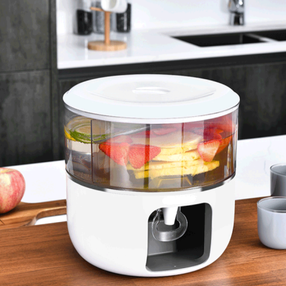 إبريق بارد دوار عصري للمنزل بسعة كبيرة وتقسيم ممتاز ومقاوم للحرارة العالية وبرميل مشروبات باردة وشاي الفاكهة