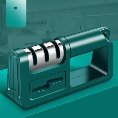 جهاز محمول لشحذ السكاكين في المطبخ يحتوي على قضيب شحذ متعدد الاستخدامات ويعمل بسرعة وفعالية