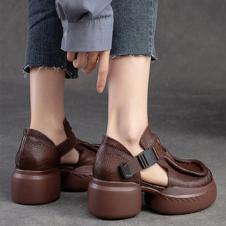 صندل نسائي بقاعدة سميكة وكعب عالي مجوف بتصميم لوف روما للصيف