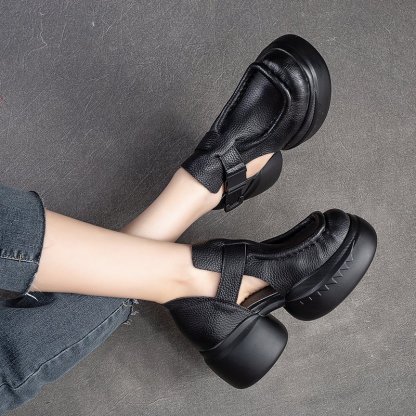 صندل نسائي بقاعدة سميكة وكعب عالي مجوف بتصميم لوف روما للصيف