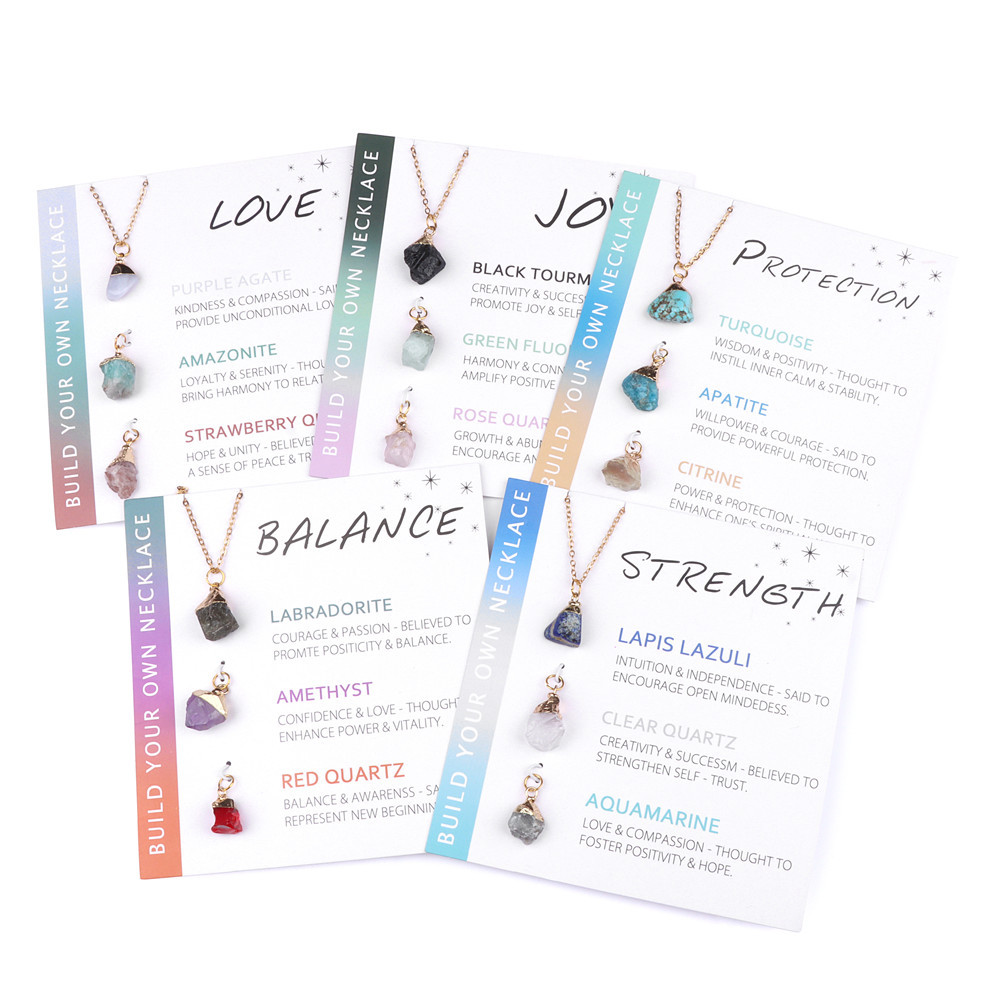 Raw Crystal Healing Gemstone Necklace 3pcs