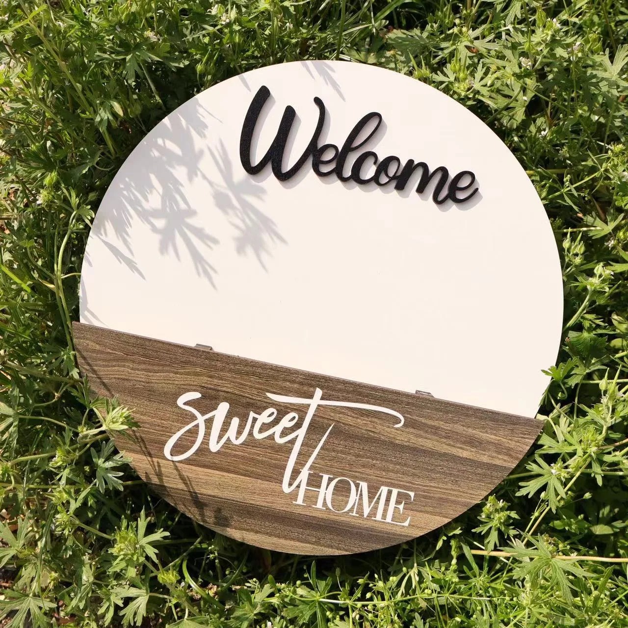 Welcome Sweet Home Wooden Decorative Flower Pot Door Hanger