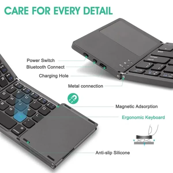 Foldable Bluetooth Keyboard With Touchpad